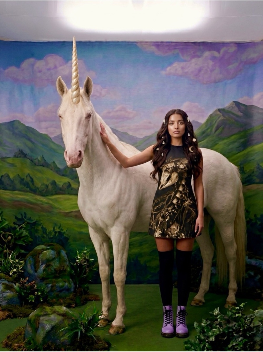 BlackMilk Magic Death Unicorn Skater Dress L Rare Retired Print